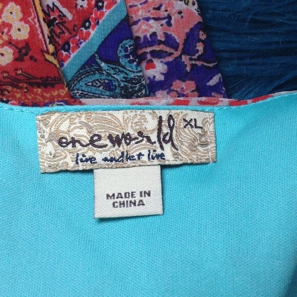 One World "XL" Live & Let Live, High-low Maxi; Cabincore, Chic Peasant-look, - Picture 5 of 5